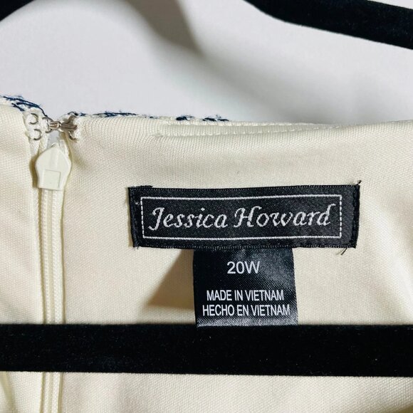 Jessica Howard Womens Ivory Knit Elbow Sleeves Mandala Shift Dress Size 20W - Picture 5 of 11